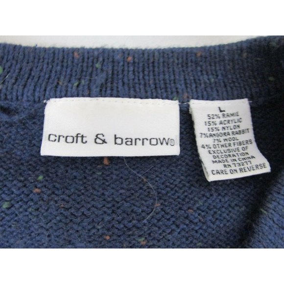 Christmas Full Zip Sweater Sz Large Snowman Snowflakes Croft & Barrow Colorblock - Picture 3 of 10